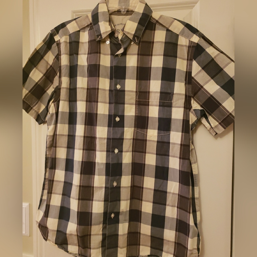 Mens Old Navy Blue  Plaid Button Down Shirt Size Medium